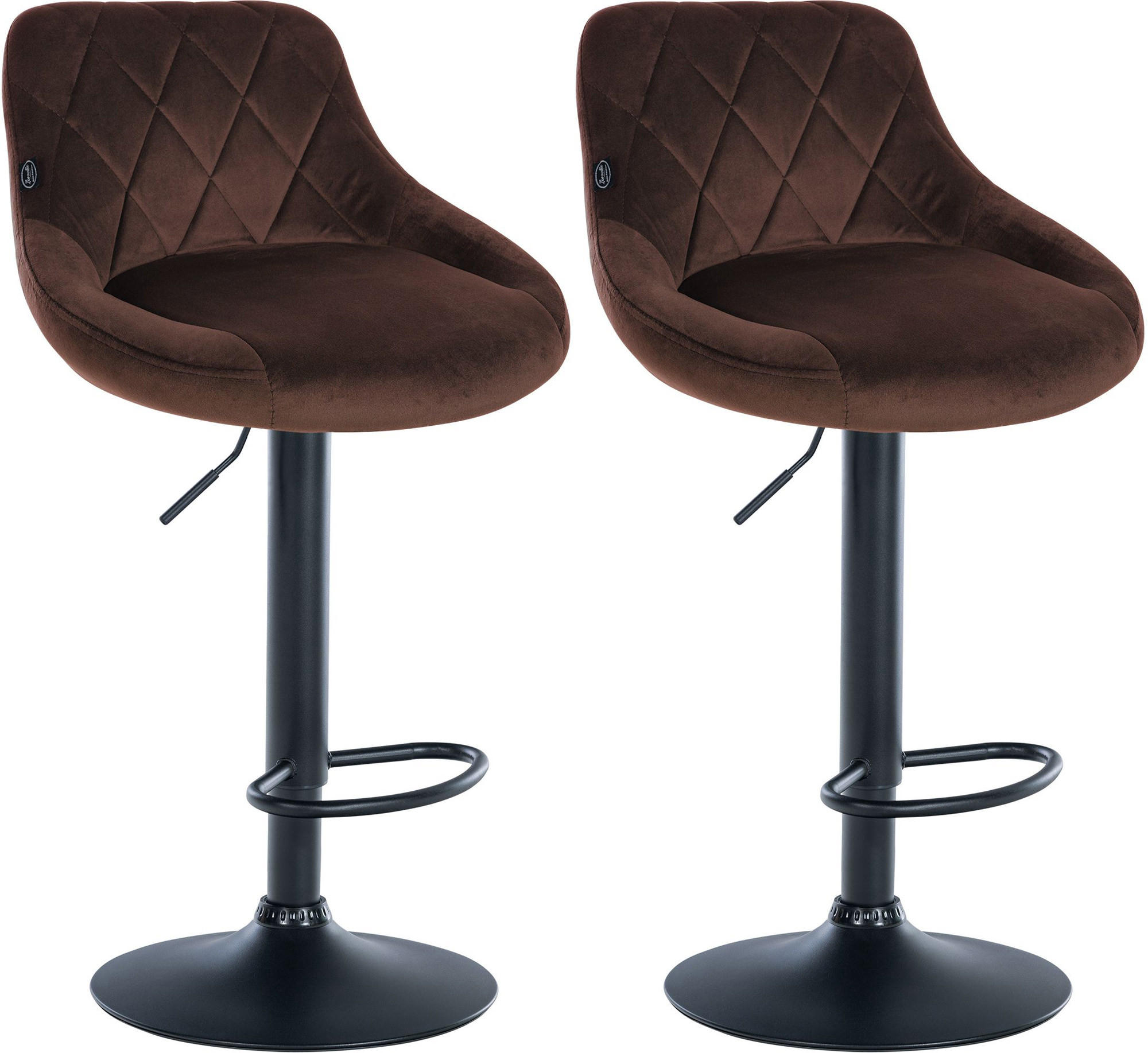 BARHOCKER 2er Set Samt braun - Schwarz/Braun, Textil/Metall (46/83/49cm) - CLP