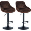 BARHOCKER 2er Set Samt braun - Schwarz/Braun, Textil/Metall (46/83/49cm) - CLP
