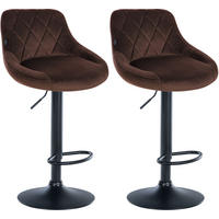 BARHOCKER 2er Set Samt braun - Schwarz/Braun, Textil/Metall (46/83/49cm) - CLP