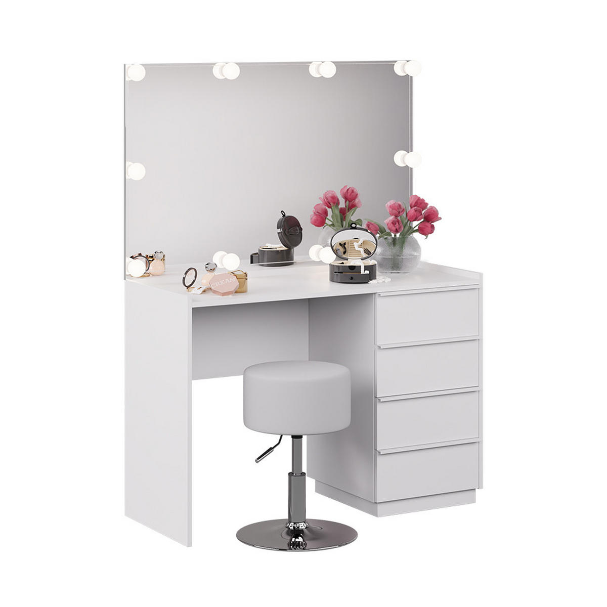 TOALETNÍ STOLEK Viktoria Bílá - bílá, kompozitní dřevo (110/77.2/45cm) - Vicco