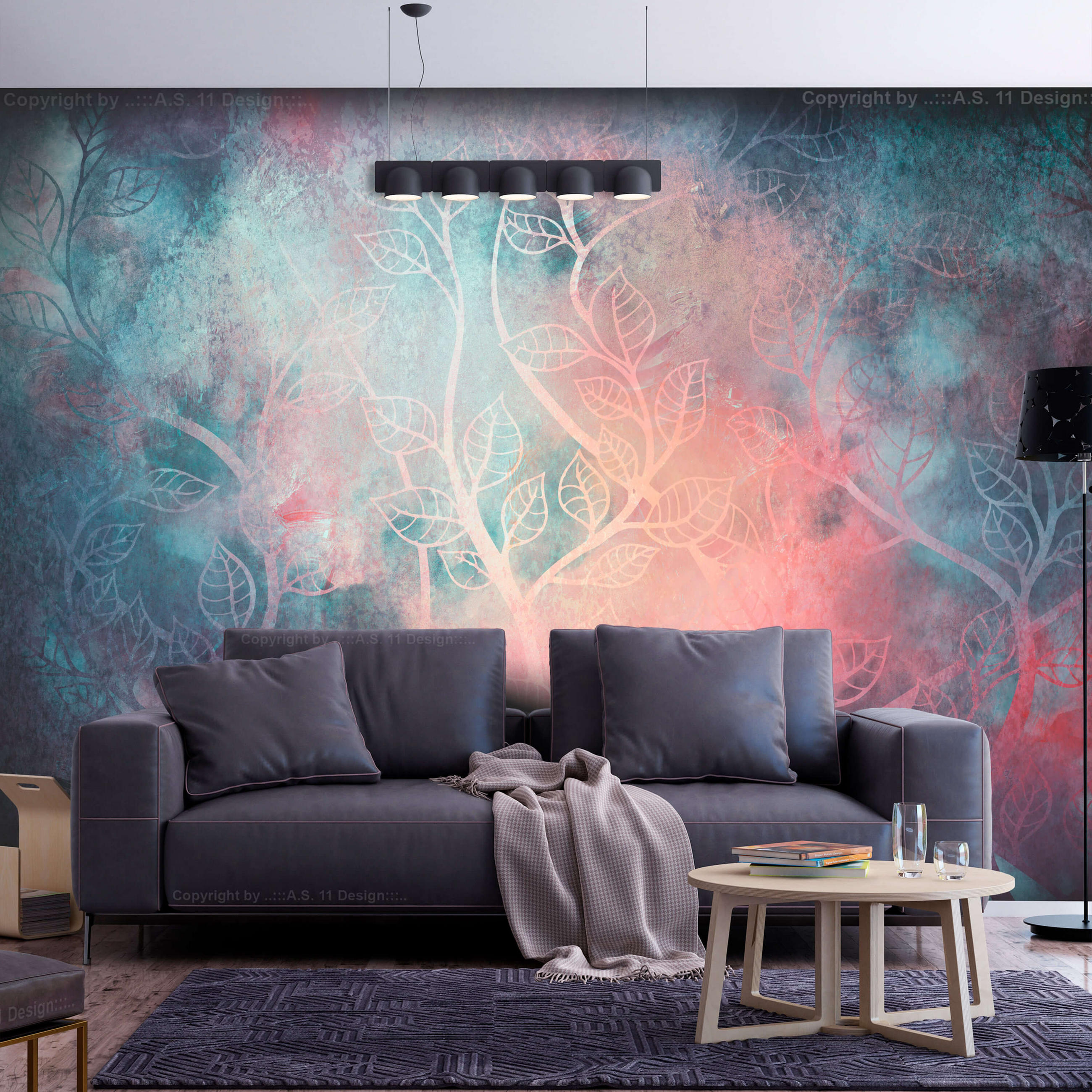 SELBSTKLEBENDE FOTOTAPETE 196/140 cm - Pink/Grün, Kunststoff/Textil (196/1cm) - KUNSTLOFT