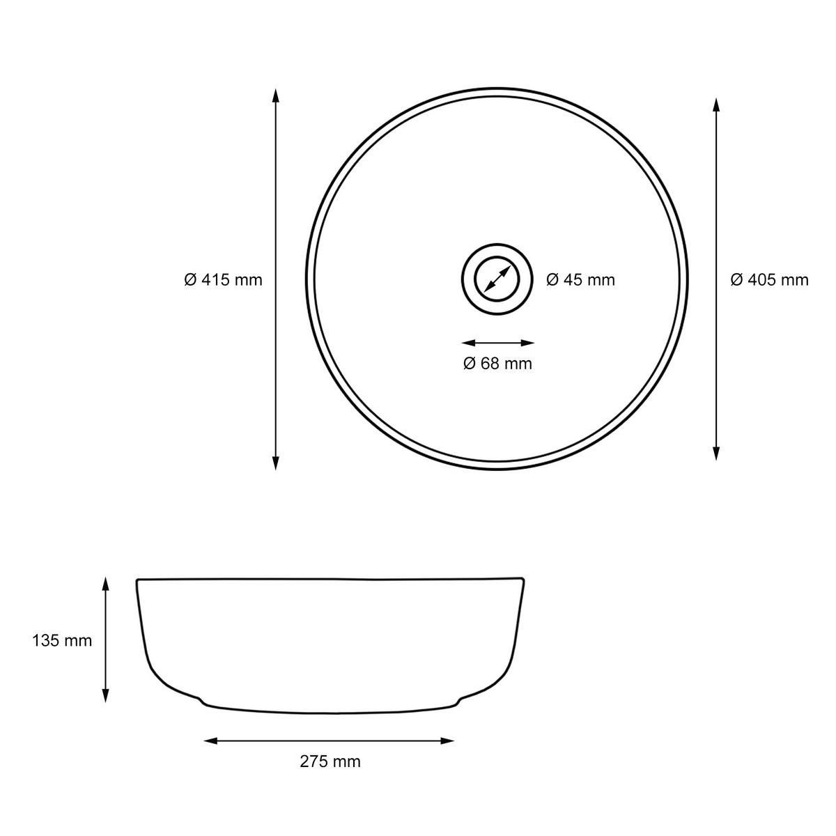 WASCHBECKEN - Schwarz, Keramik (41.5/13.5/41.5cm) - ML-DESIGN