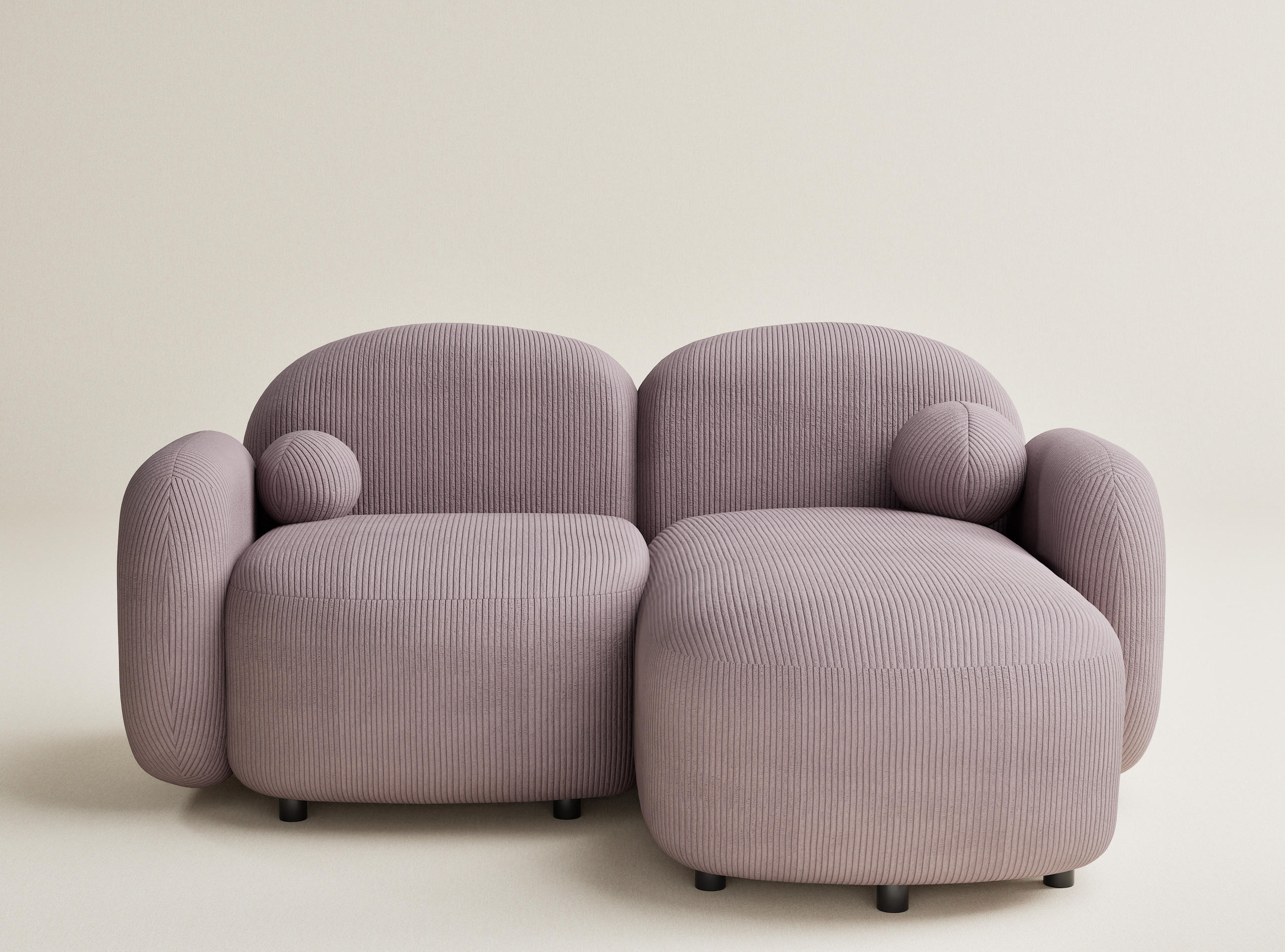 ECKSOFA Bahama Lila Samtstoff - Flieder/Schwarz, Holz/Holzwerkstoff (190/146cm) - Maison de Reve