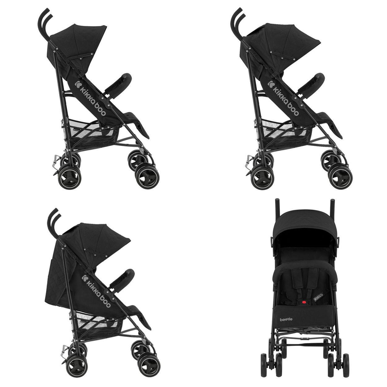 KINDERWAGEN Käfer black Stahlrahmen, Korb, abnehmbare Vorderräder, Fußstütze - Schwarz, Metall (78/48/104cm) - Kikka boo