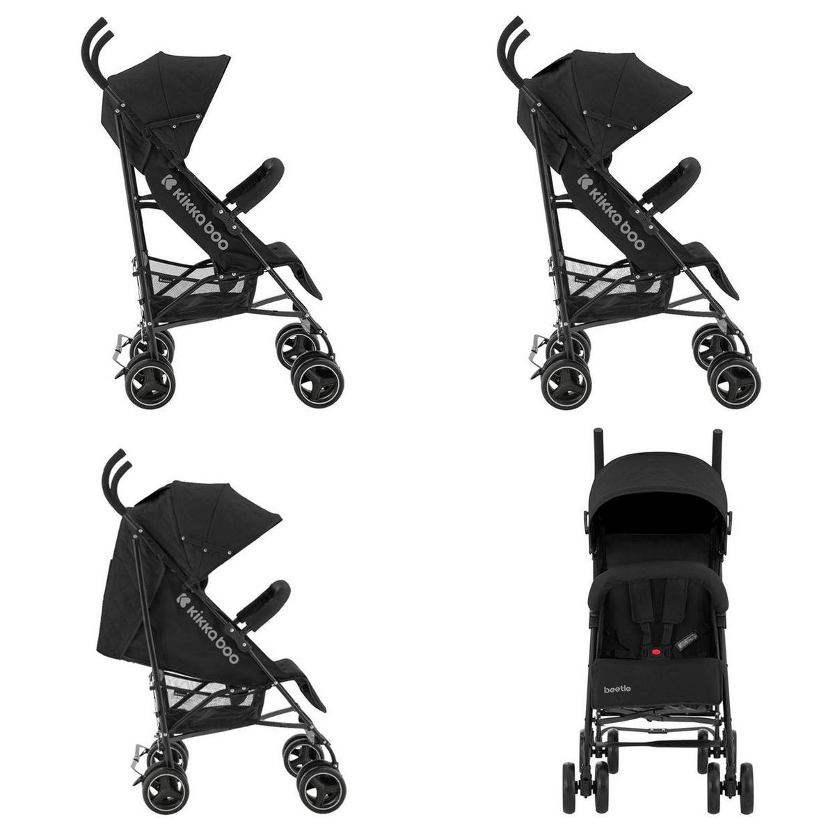 KINDERWAGEN Käfer black Stahlrahmen, Korb, abnehmbare Vorderräder, Fußstütze - Schwarz, Metall (78/48/104cm) - Kikka boo
