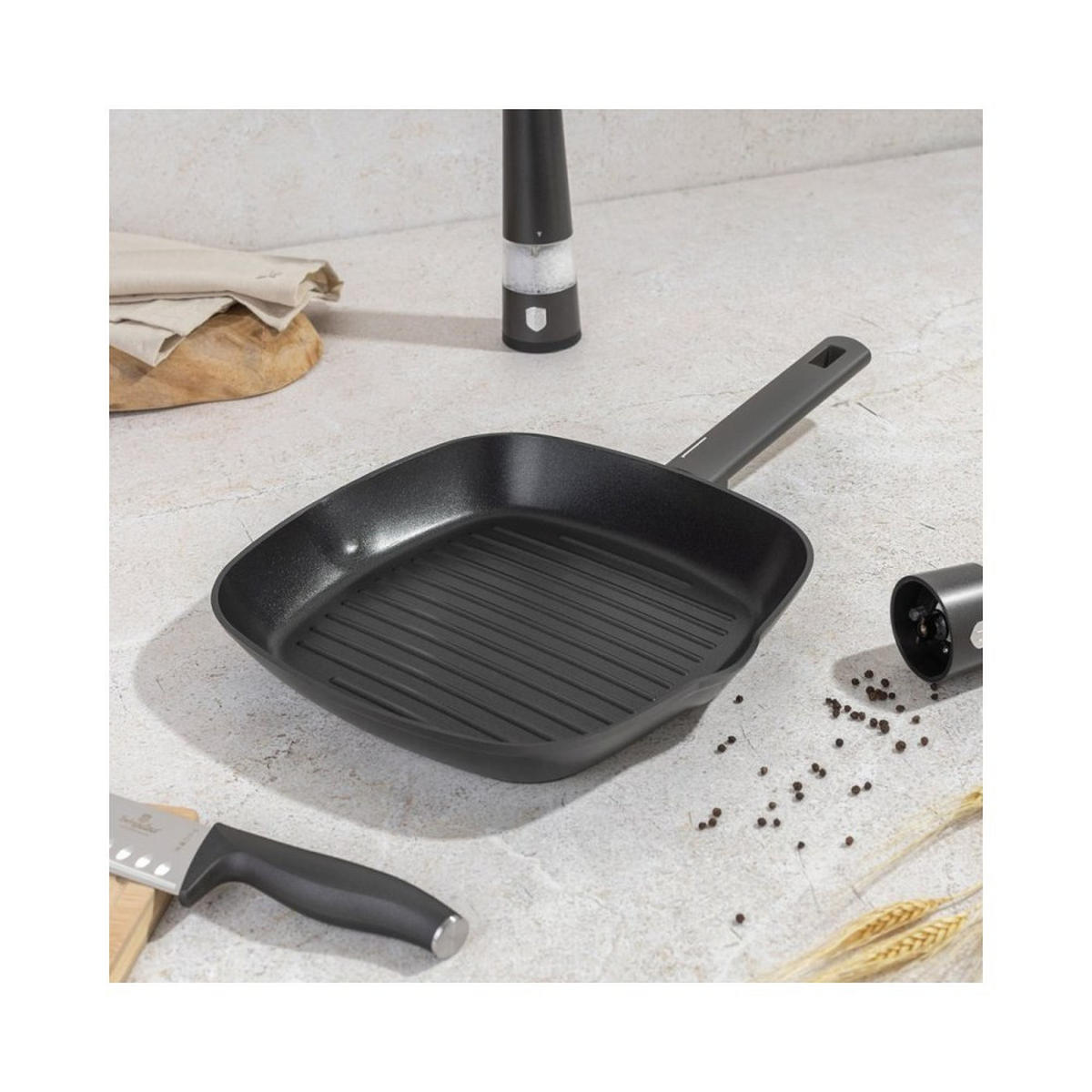 PFANNENSET Schwarz 28/28/4 cm BH8139 - Schwarz, Metall - Berlinger Haus