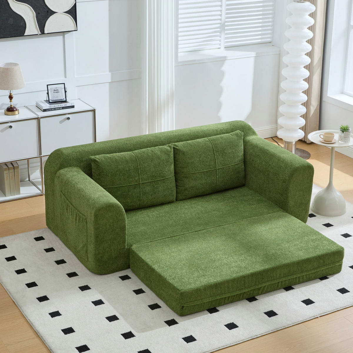 SCHLAFSOFA 2-in-1 klappbar 179 x 95 x 79 cm Army Green - Grün, Holzwerkstoff (178/61.5/76cm) - Meubliv