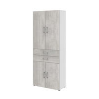 AKTENSCHRANK - 4 Türen, 2 Schubkästen - Weiß/Beton - Grau, Holzwerkstoff (80/212.5/34.4cm) - Röhr