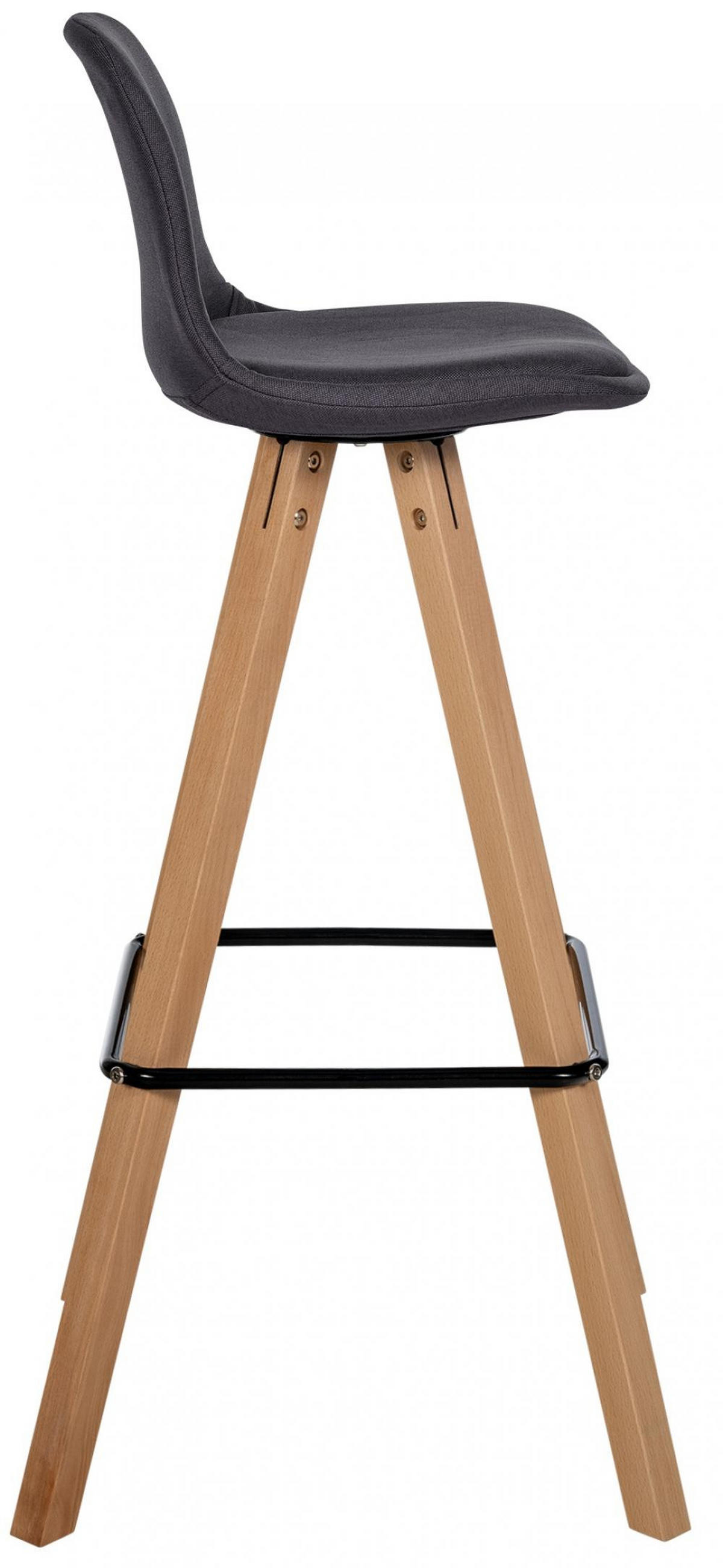 BARHOCKER Stoff Dunkelgrau - Eukalyptusholzfarben/Dunkelgrau, Holz/Textil (38/99/44cm) - CLP