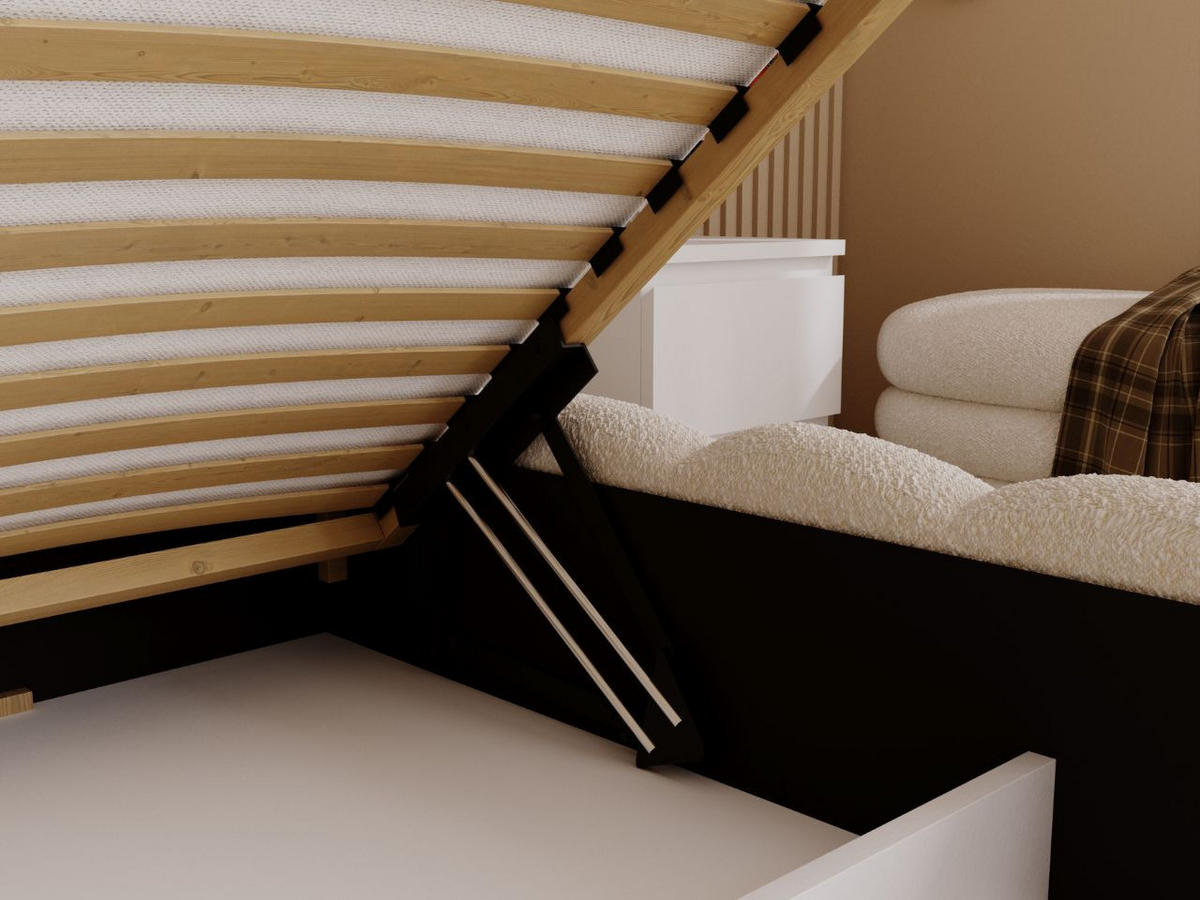 POLSTERBETT Smile 160x200 Bouclé-Stoff Creme - Creme, Textil (160/200cm) - Graingold