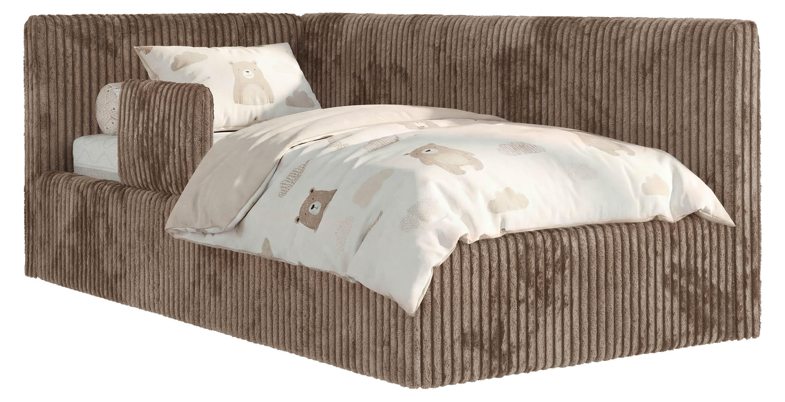 POLSTERBETT TILVO ALTA 90/200 - Braun Cord - Schaumstoffmatratze - Links - Braun, Textil (90/200cm) - MKS