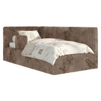 POLSTERBETT TILVO ALTA 90/200 - Braun Cord - Schaumstoffmatratze - Links - Braun, Textil (90/200cm) - MKS