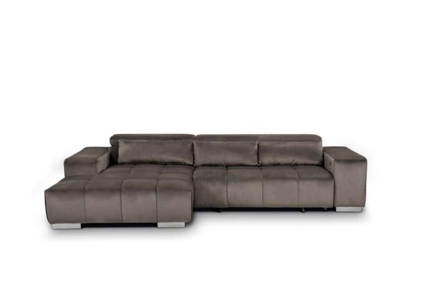 ECKSOFA mit elektrischem Sitzvorschub und verstellbaren Kopflehnen - Chromfarben/Silberfarben, Textil (307/186cm) - Cotta