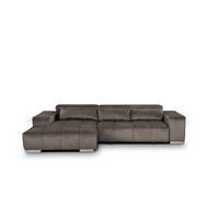 ECKSOFA mit elektrischem Sitzvorschub und verstellbaren Kopflehnen - Chromfarben/Silberfarben, Textil (307/186cm) - Cotta