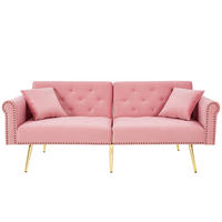 SCHLAFSOFA 2-Sitzer mit Samtbezug und Rückenlehne - Rosa, Kunststoff (173/70/75cm)