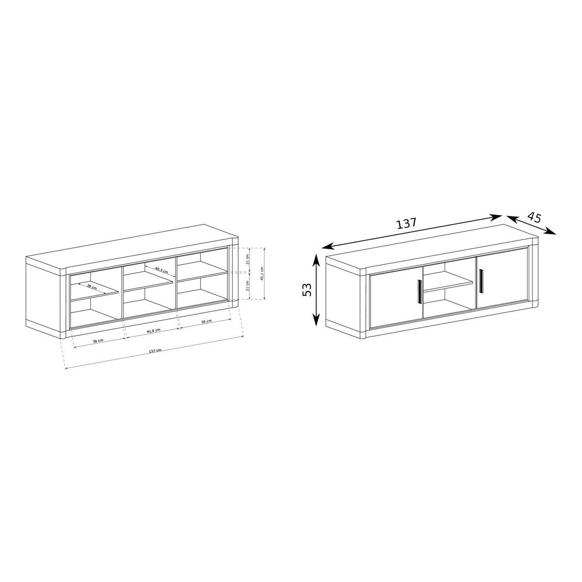 TV-LOWBOARD Dallas D-12 137 x 53 x 45 cm Eiche Sonoma - Sonoma Eiche, Holzwerkstoff/Kunststoff (137/53/45cm) - Koseto