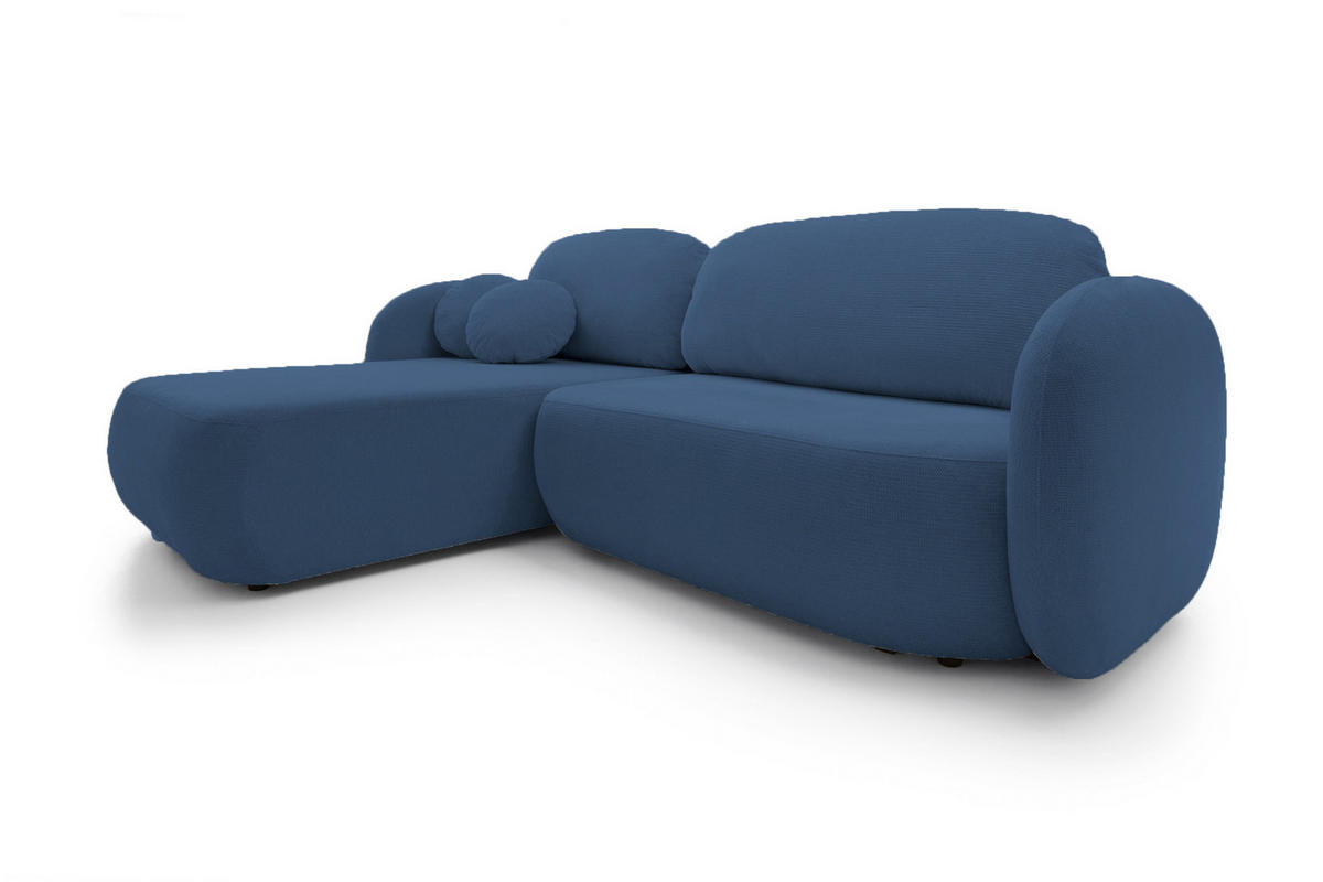 ECKSOFA OLIO L-Form Schlaffunktion mit Bettkasten, lose Rückenkissen, freistehend, LINKS 174x248 cm Blue - Blau, Holz/Textil (174/248cm) - DomoHome