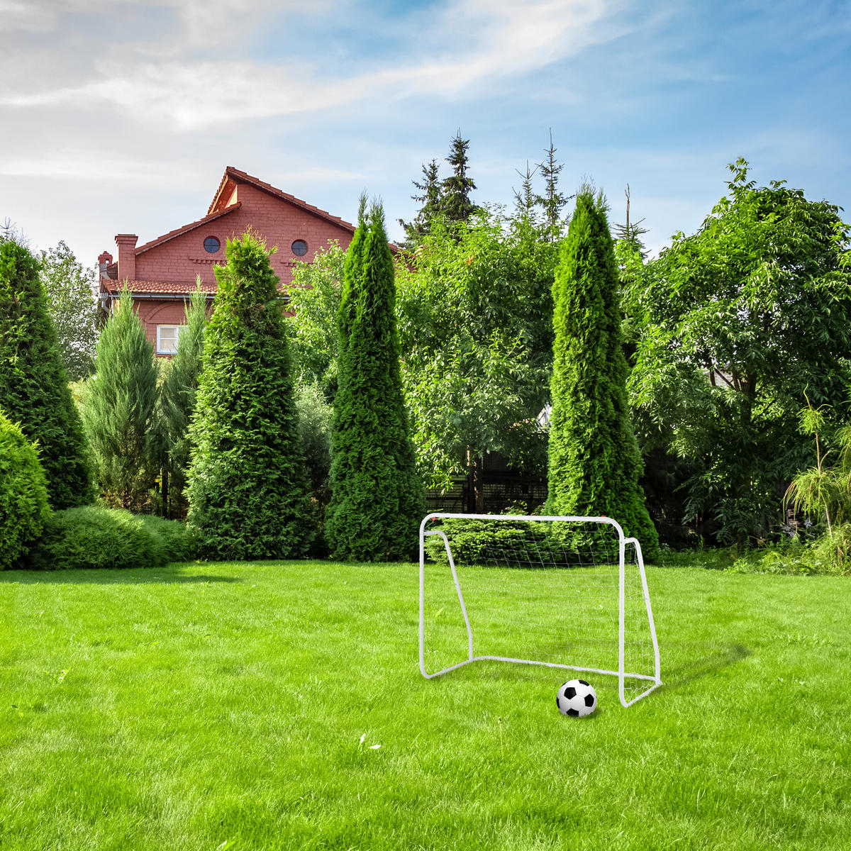 FUSSBALLTOR - Weiß, Kunststoff/Metall (124/61cm) - Relaxdays