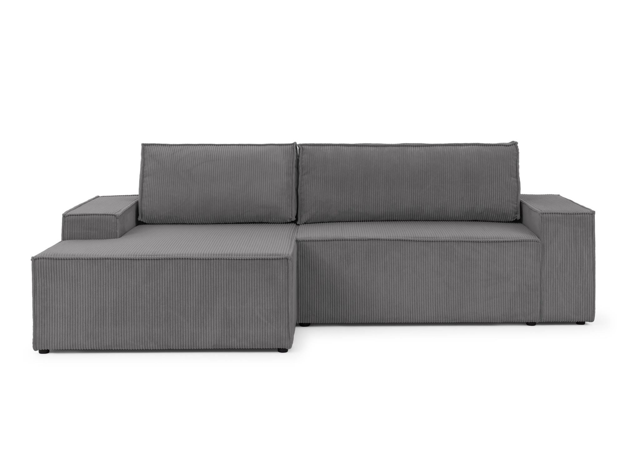 ECKSOFA Rivio mit Schlaffunktion und Bettkasten, Cordstoff Grau - Schwarz/Grau, Holz/Kunststoff (149/262cm) - S-Style