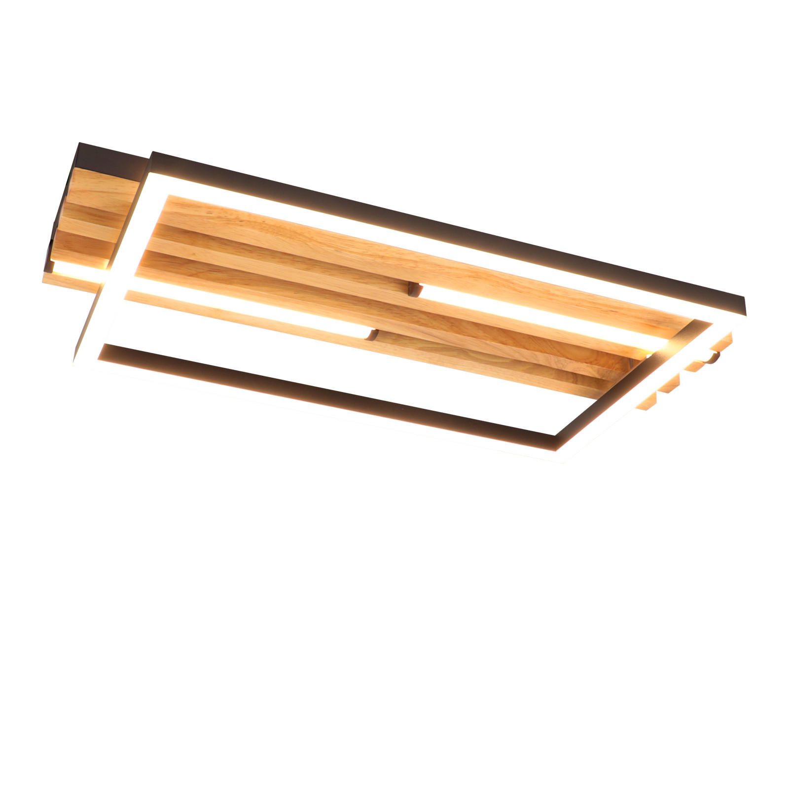 LED DECKENLEUCHTE Kaelis 38/21/6.8 cm - Schwarz, Holz/Metall (38/21/6.8cm) - ZMH