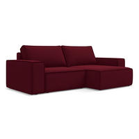 ECKSOFA mit Schlaffunktion Samt Stoff Rot - Bordeaux/Rot, Kunststoff/Textil (257/148cm) - Makamii