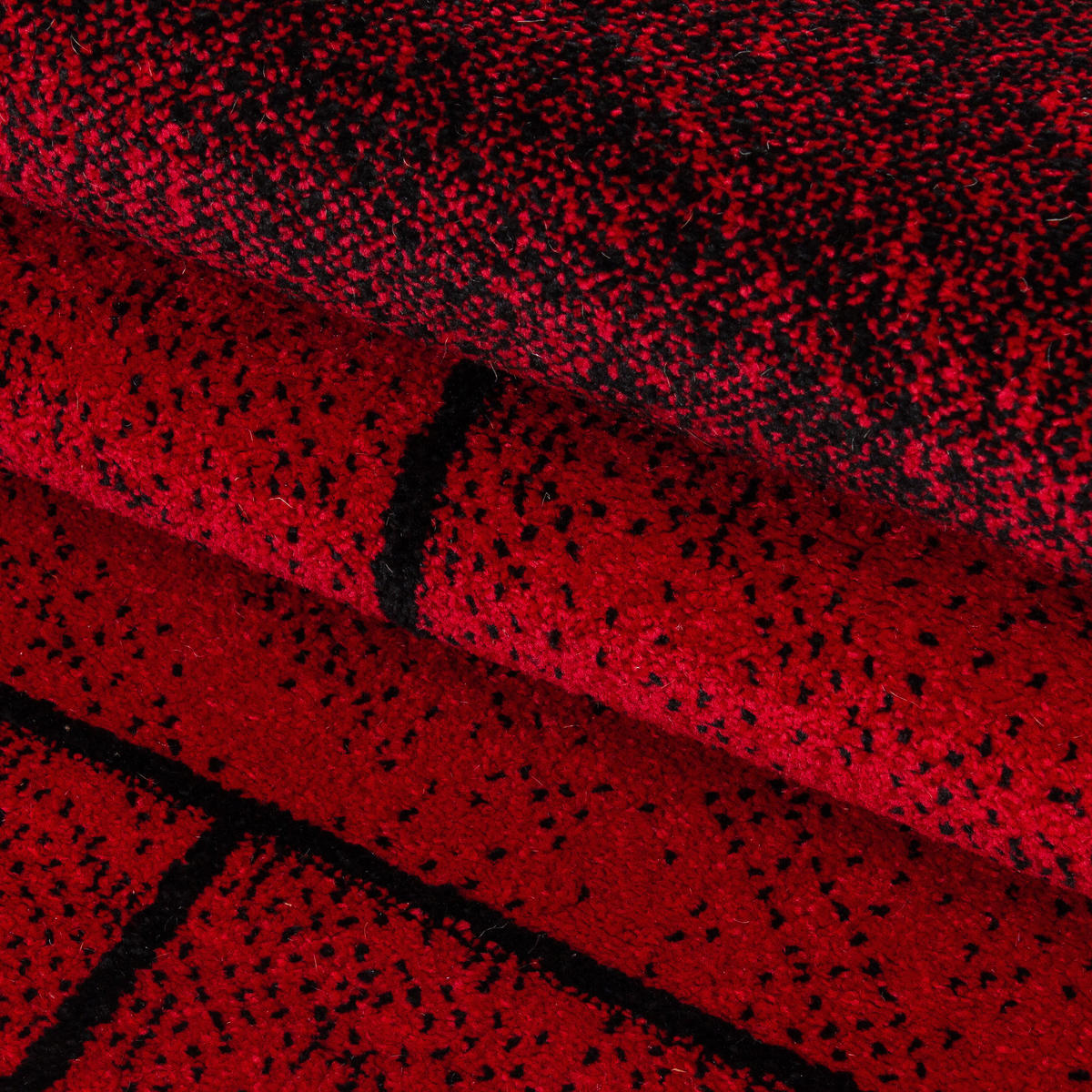TEPPICH Kurzflor Geometrisch Polypropylen Wohnzimmer Rot Läufer 80x250 - Rot, Textil (80/250cm) - KADIMA DESIGN
