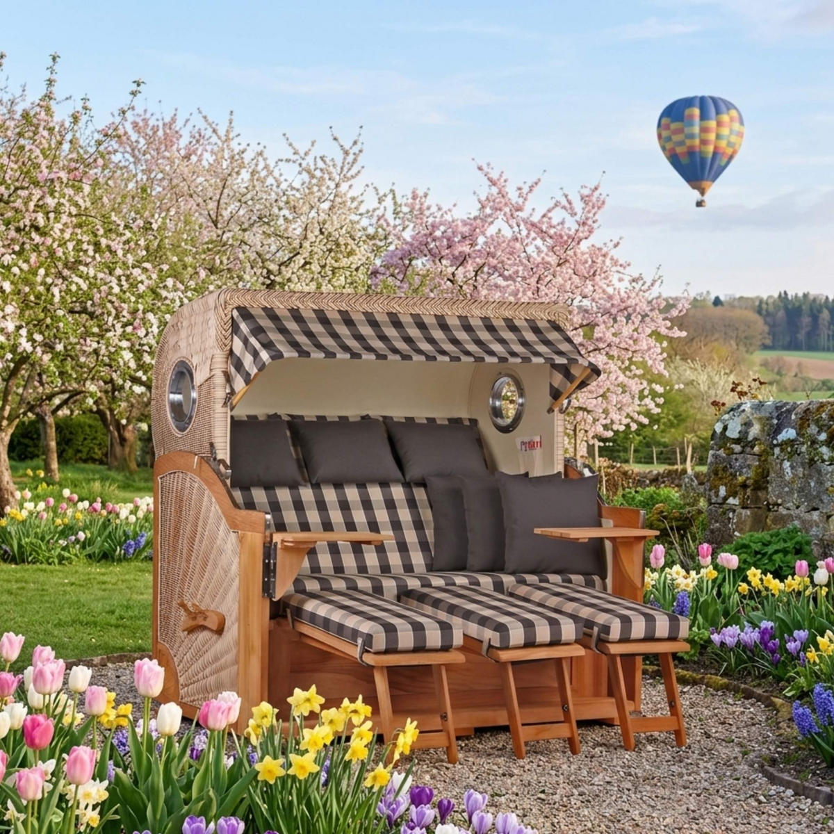 STRANDKORB XXL Baltikum - Braun, Naturmaterialien/Metall (170/170/95cm) - Mr. Deko