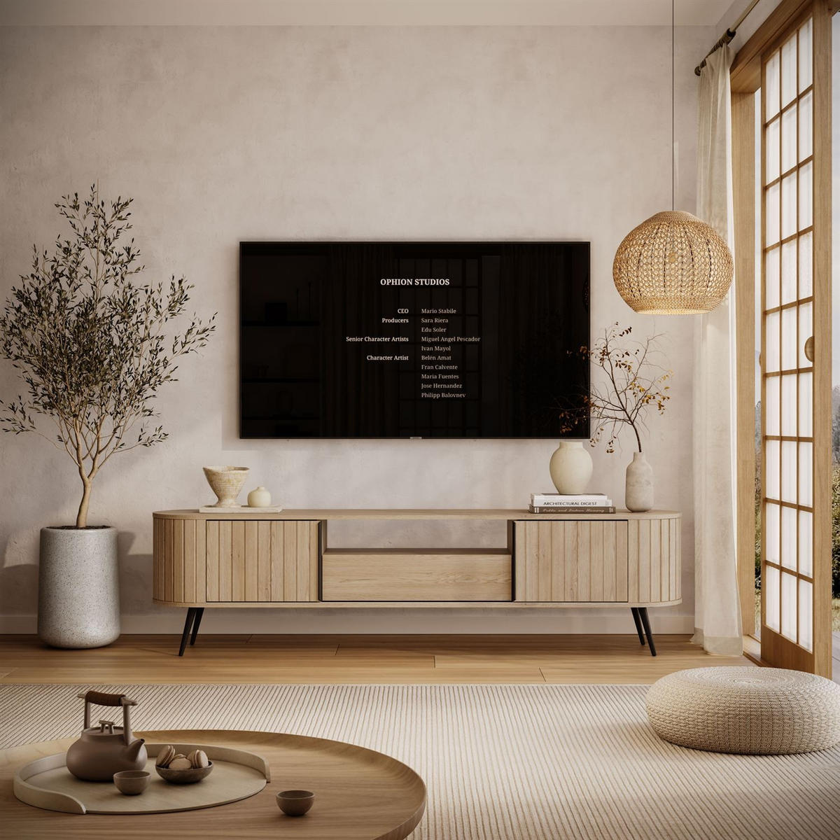 TV-SCHRANK WILLOW mit Schiebefronten - Eichefarben, Holzwerkstoff (196/51/40cm) - Lookway