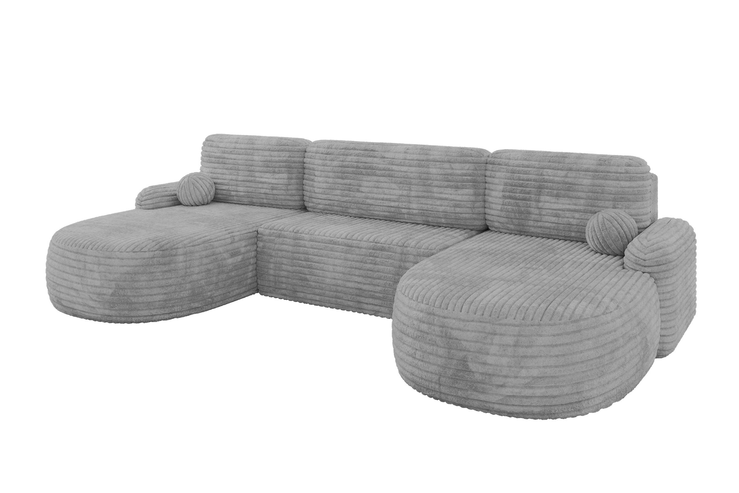 WOHNLANDSCHAFT mit Schlaffunktion und Bettkasten LIRA-U - 335x172x89 Hellgrau - Hellgrau, Holzwerkstoff/Textil (335/89/172cm) - ALTDECOR