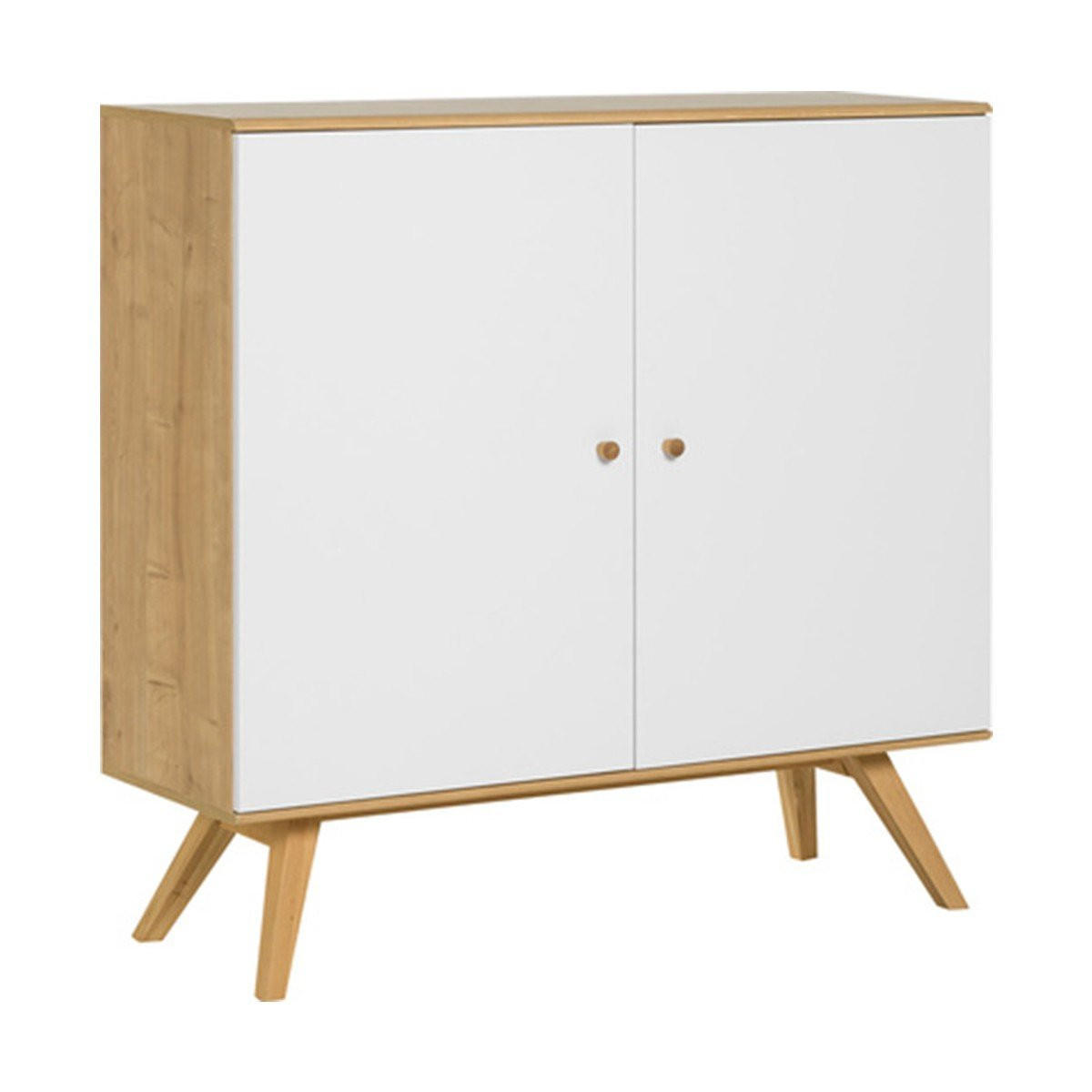 SIDEBOARD mit 2 Türen und 6 inneren Regalen L120 cm - NATURE - Weiß, Holzwerkstoff (40/117/120cm) - Calicosy