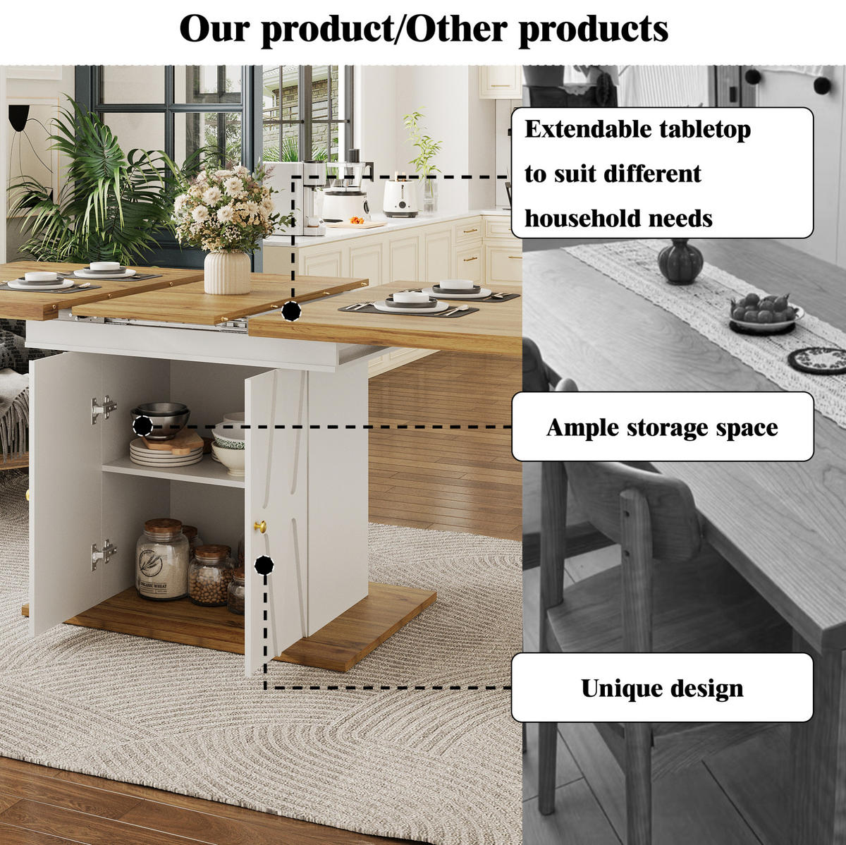 ESSTISCH 110/140/70/76,5 cm Weiß aus MDF und Metall mit Ausziehfunktion - Weiß, Holzwerkstoff (110/70/76.5cm) - OKMYHOME