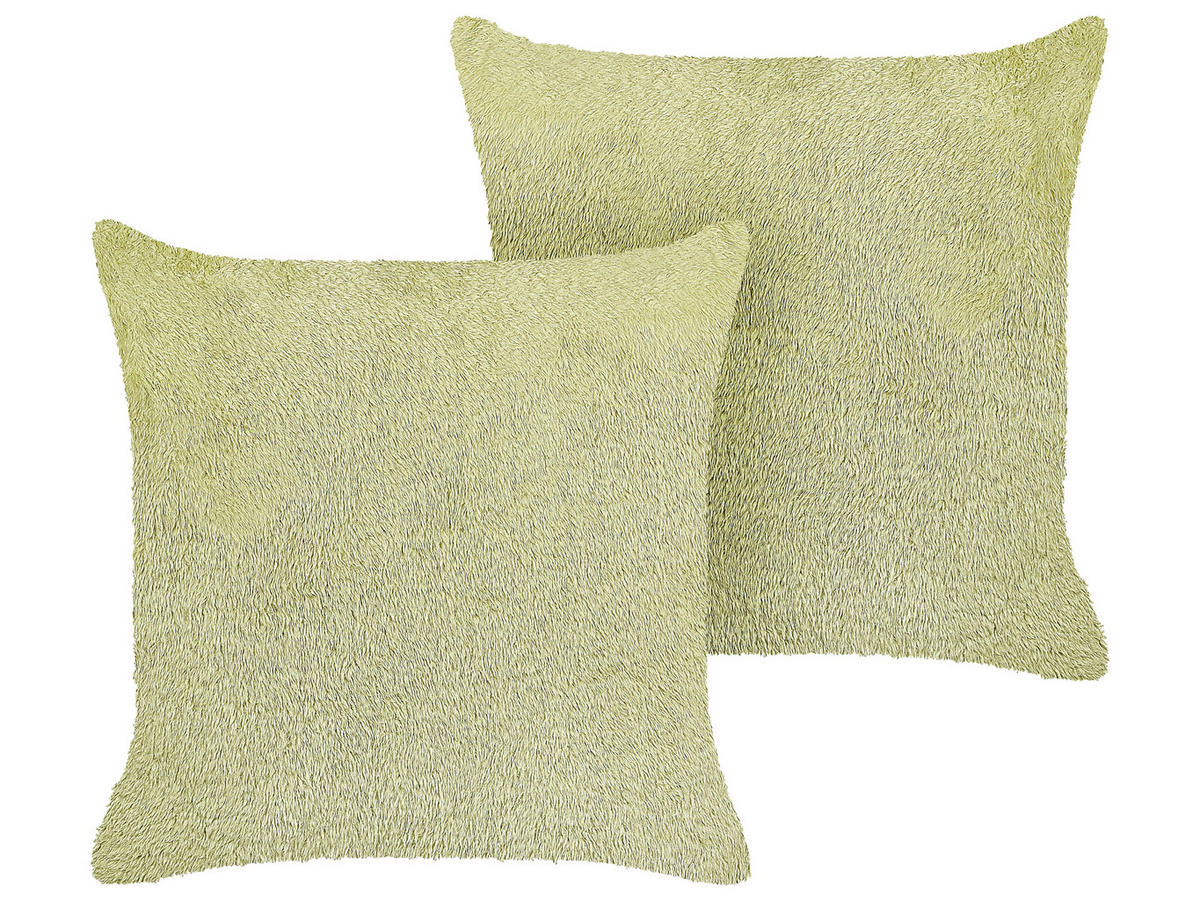 DEKOKISSEN 2er-Set Hellgrün 45/45 cm Pilea - Hellgrün, Textil (45/45cm) - Beliani