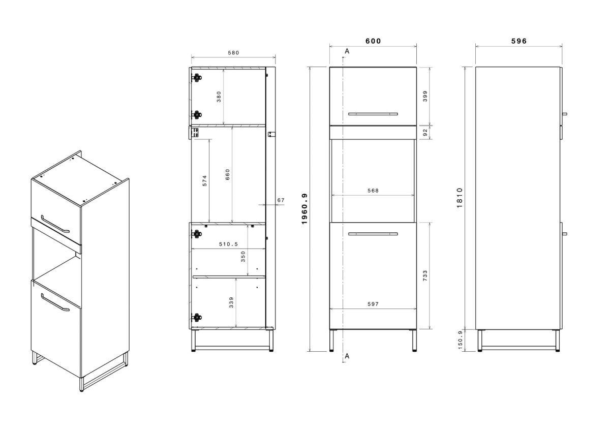 EINBAUKÜCHE grau, Eiche, Küchenzeile Set 6-teilig 360 cm mit viel Stauraum - Eichefarben/Grau, Holzwerkstoff (360/196/60cm) - Parisot Meuble