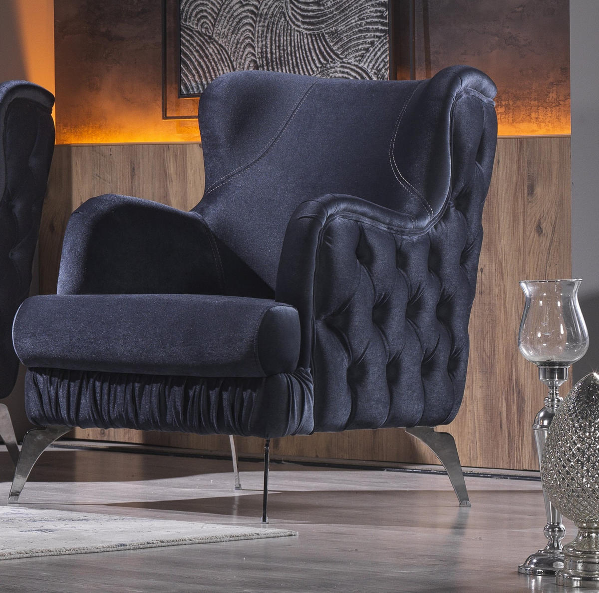 SITZGARNITUR Löwe Anthrazit Stellvariante:2+2+1 - Anthrazit, Holz (170/82/95cm) - Villa Möbel