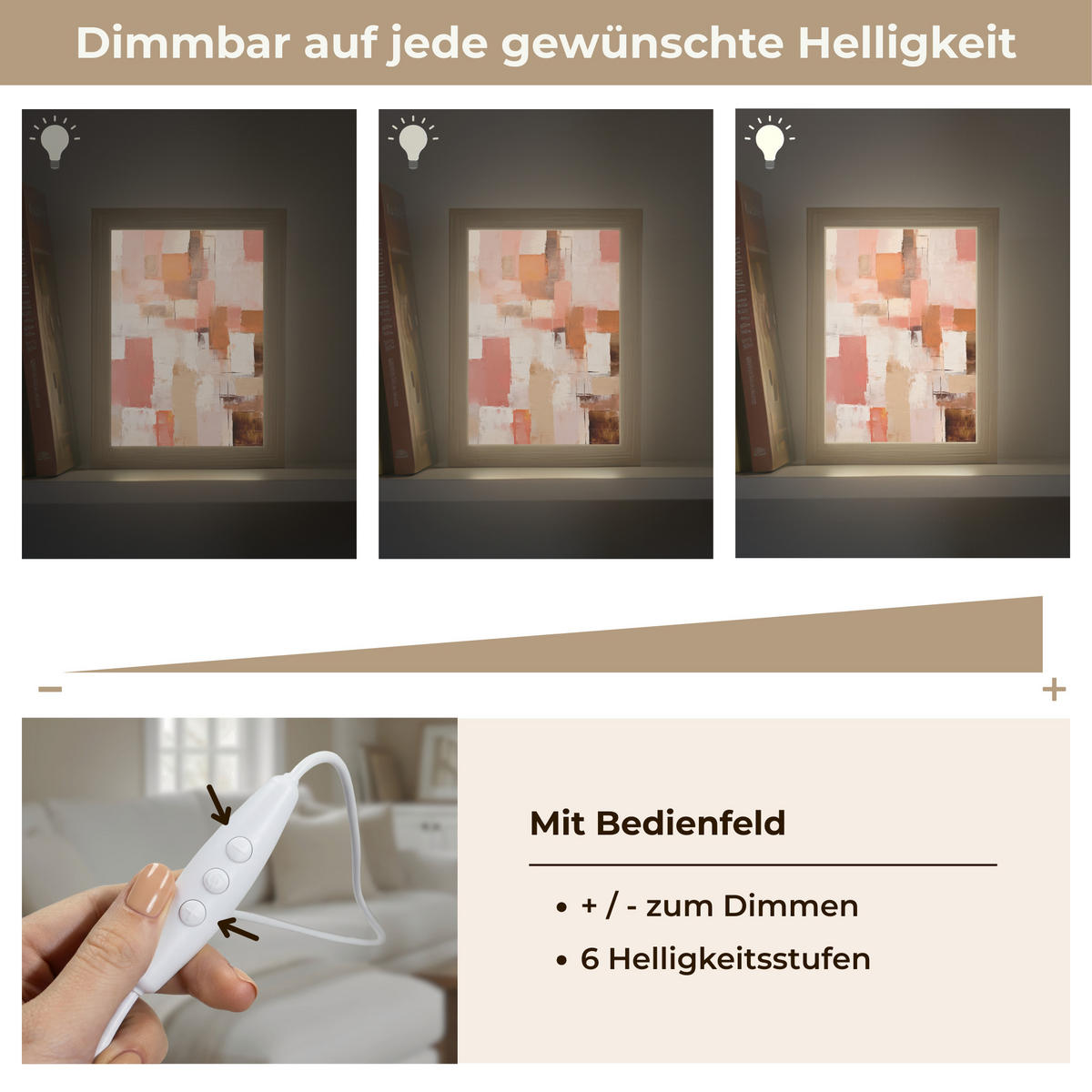 STOLNÍ LAMPA Umění - Růžová - Abstraktní 15x20 cm - šedohnědá, kompozitní dřevo (8/15/20cm) - OnlyWow