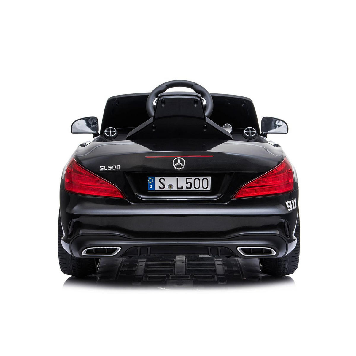 ELEKTROAUTO Polizei Mercedes schwarz SL500 LED Bluetooth Fernbedienung - Schwarz, Kunststoff (122/69/52cm) - Chipolino