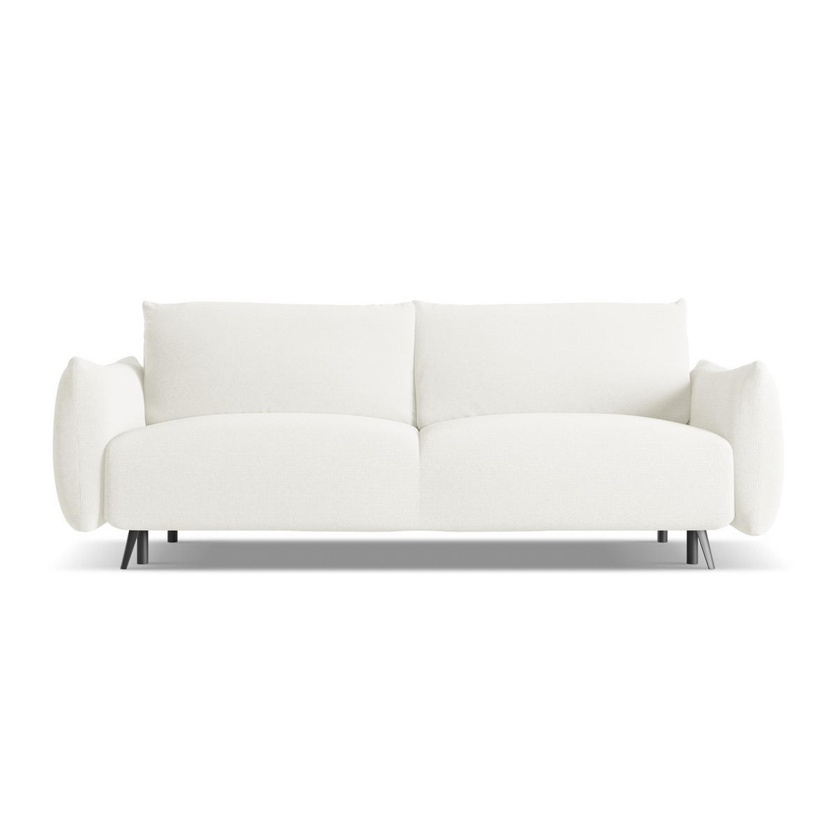 3-SITZER SOFA mit Schlaffunktion Chenille Stoff Weiß - Schwarz/Weiß, Textil/Metall (230/86/105cm) - LaMiaSofa