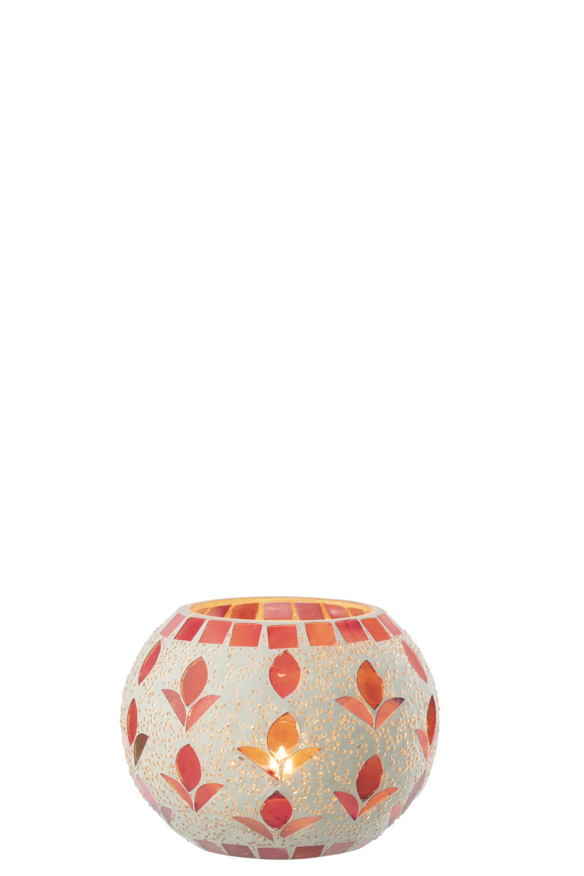 KERZENSTÄNDER GEBROCHENES Weiß - Pink, Glas (10/8.5cm) - J-Line