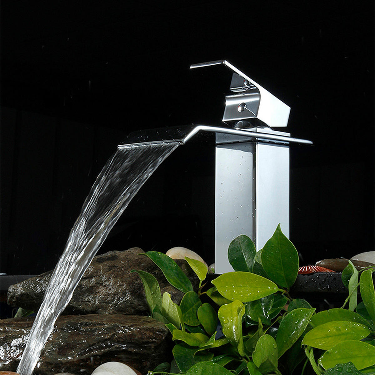 WASCHTISCHARMATUR Edelstahl Wasserfallauslauf - Chromfarben, Metall (20/7/25cm) - HOMELODY