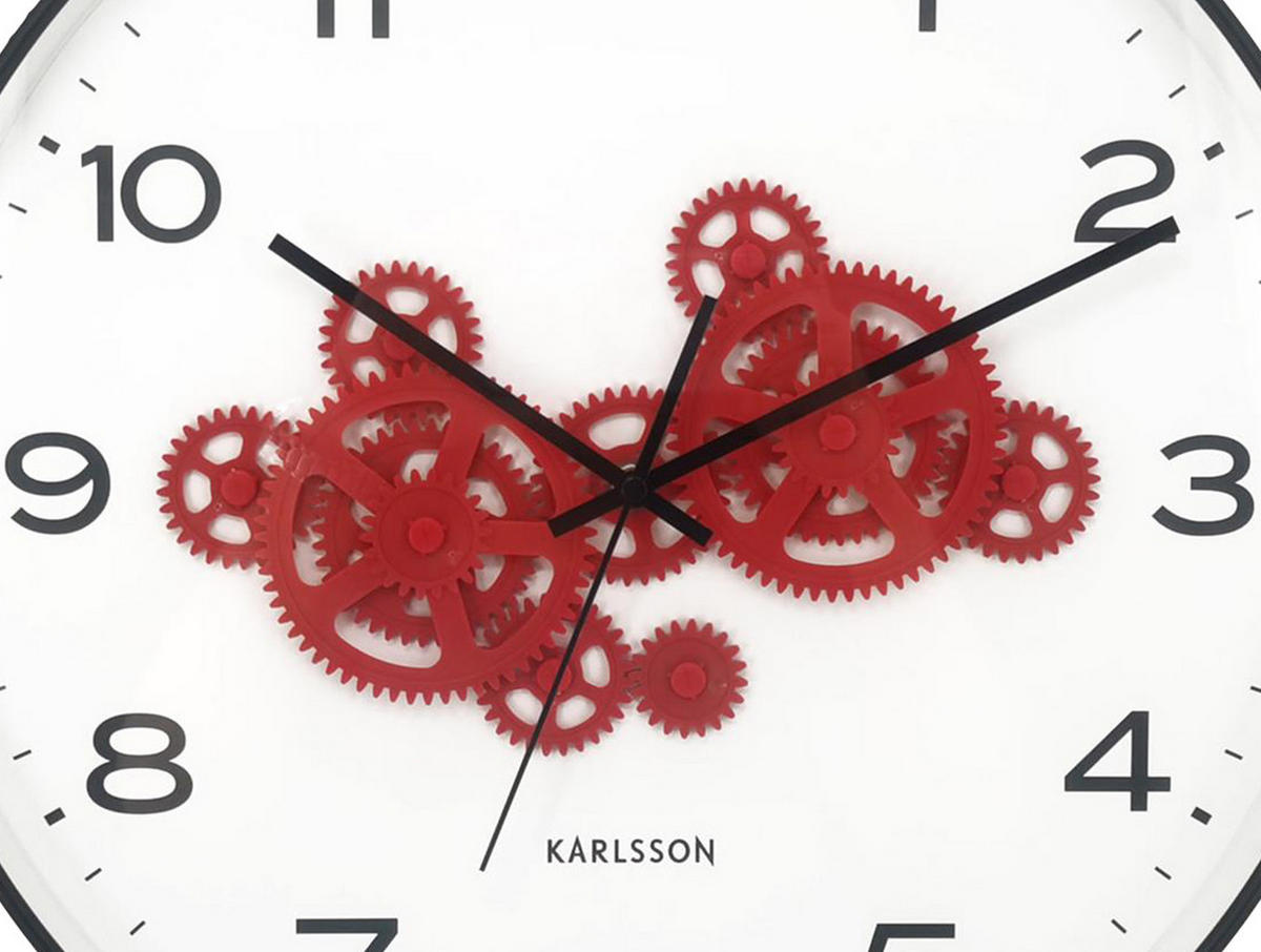 WANDUHR Open Gear Schwarz 40/5.66/40 cm - Schwarz, Kunststoff (5.66/40/40cm) - Karlsson
