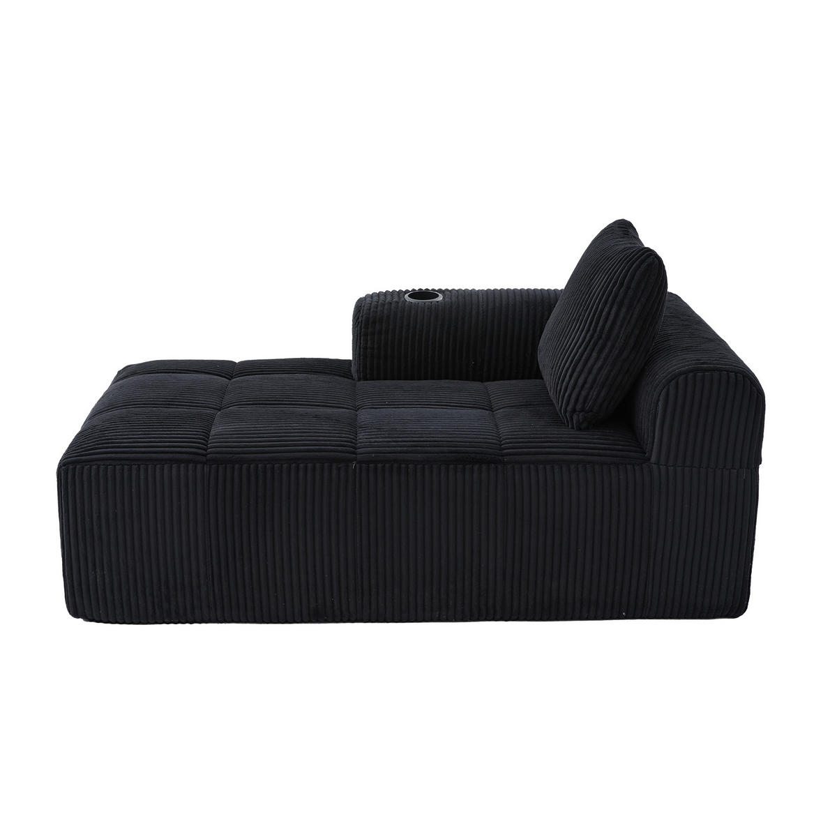 SOFA mit Seitenfächern und Becherhalter ca. 158 x 93 cm Cord Black - Schwarz, Kunststoff (158/61/93cm) - Meubliv