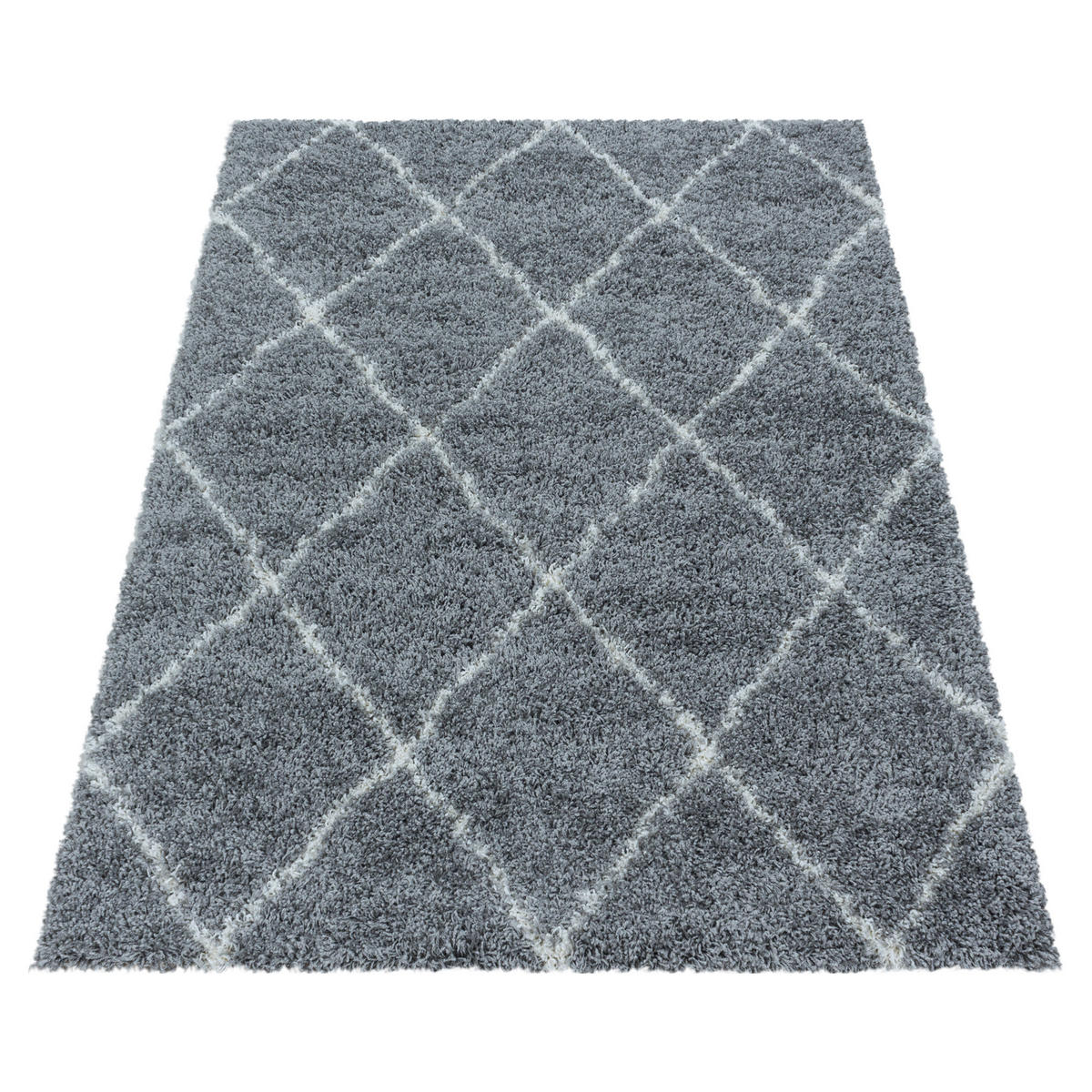 TEPPICH Hochflor Shaggy Geometrisch Polypropylen Wohnzimmer Grau Läufer 60x110 - Grau, Textil (60/110cm) - KADIMA DESIGN