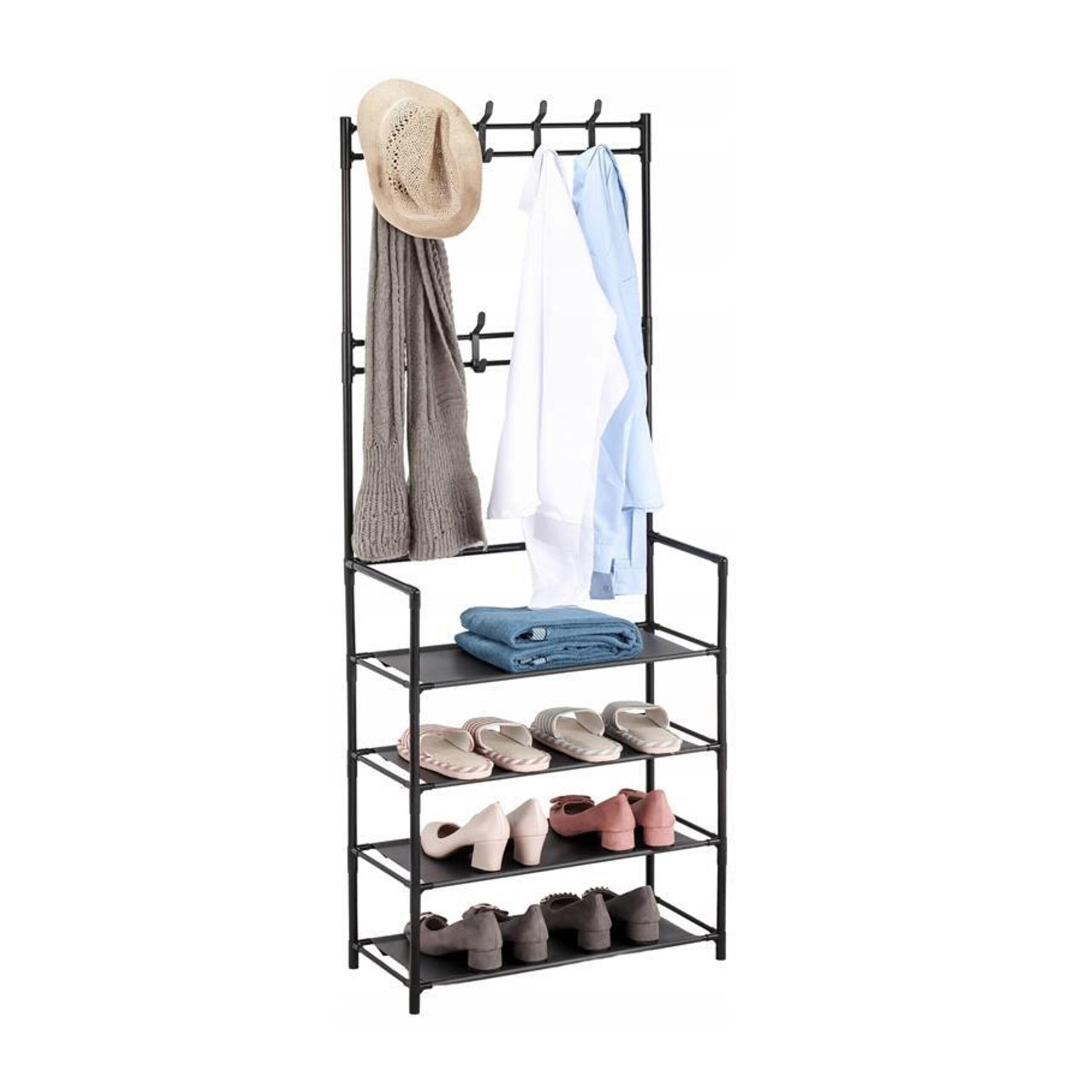 VĚŠÁK - černá, kov/textil (59.5/150.5/25cm) - Relaxdays