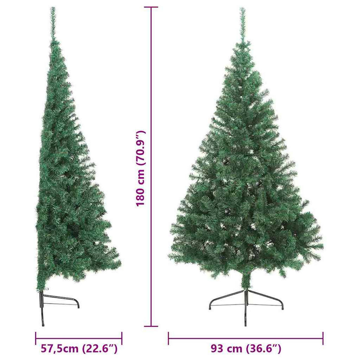 WEIHNACHTSBAUM Künstlicher Vorbeleuchteter Haltbar 115/115/180 cm Grün PVC - Grün, Kunststoff (180cm) - vidaXL