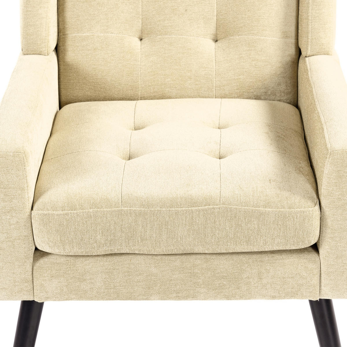 POLSTERSTUHL Leinen mit Tufting, Massivholzbeinen 68/76/88 cm Beige 130 kg - Beige, Textil (76/88/68cm) - Redom