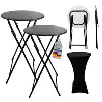 STEHTISCH 2er Set mit Hussen klappbar HxØ 110x60cm MDF-Platte mit PVC-Beschichtung Schwarz - Schwarz, Metall (110/60/110cm) - CHEFGASTRO