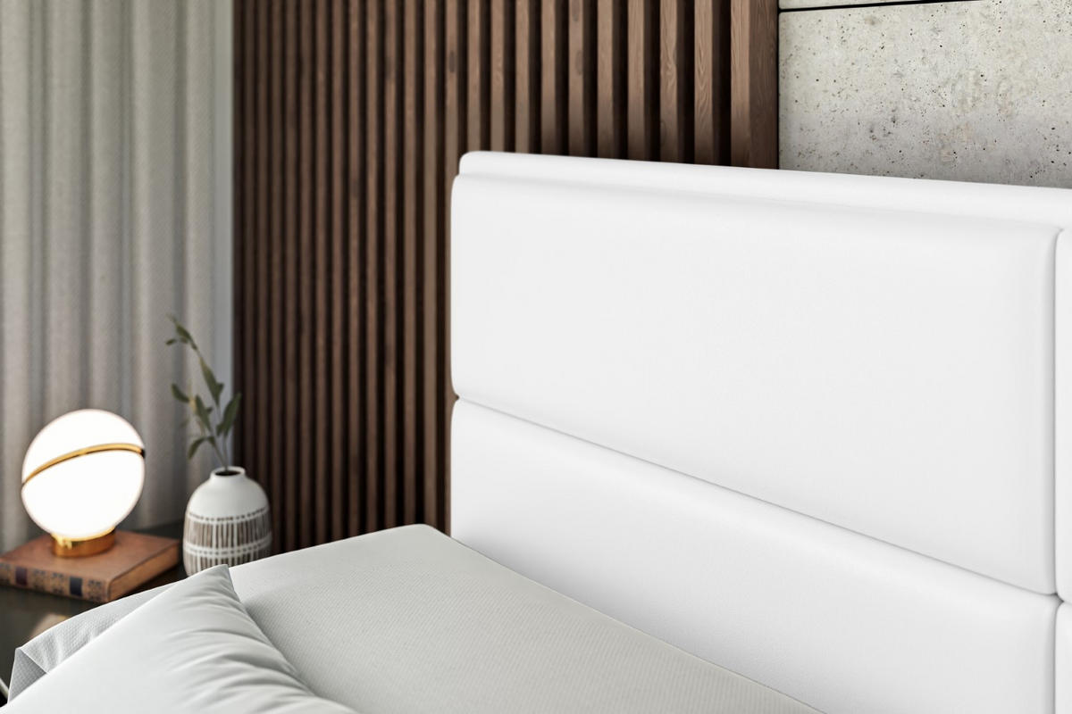 BOXSPRINGBETT AURA KING - 140 x 200 - H3/H4 - Weiß Hochglanz - Weiß Hochglanz, Holzwerkstoff (140/200cm) - ALTDECOR