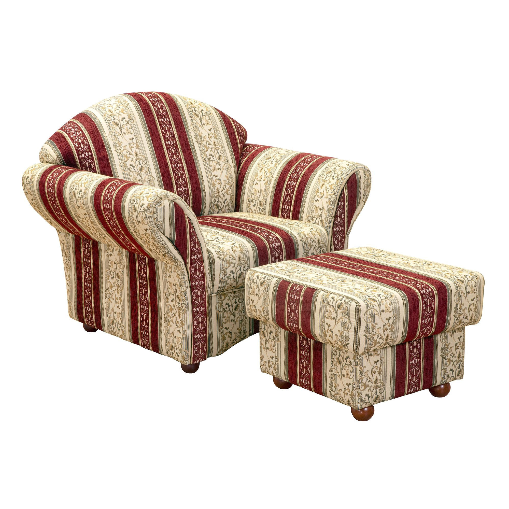 POLSTERSESSEL mit Hocker Kama Chenille rot - Rot, Kunststoff (96/85/81cm) - 58aufmkessel