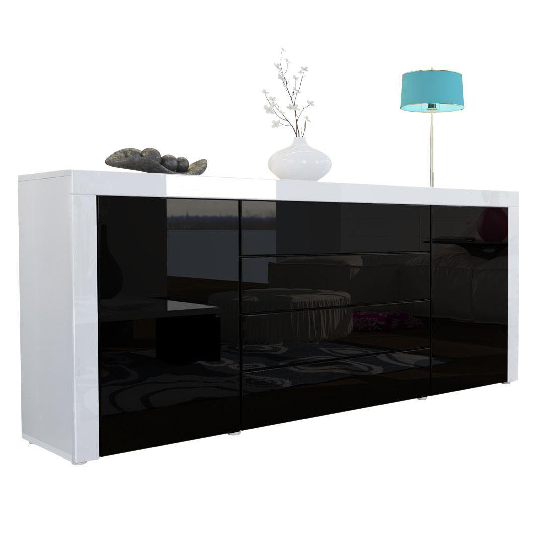 SIDEBOARD La Paz Schwarz Hochglanz / Weiß Hochglanz - Schwarz Hochglanz, Holzwerkstoff (167/72/35cm) - Vladon