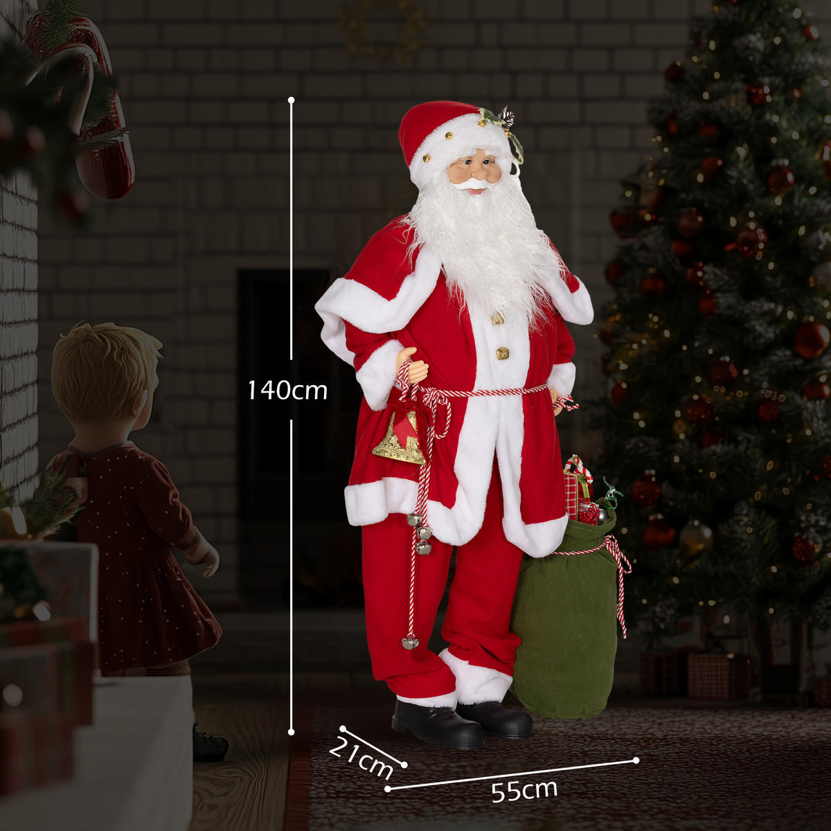 WEIHNACHTSMANN - Rot, Kunststoff/Metall (21/140/55cm) - HOMCOM